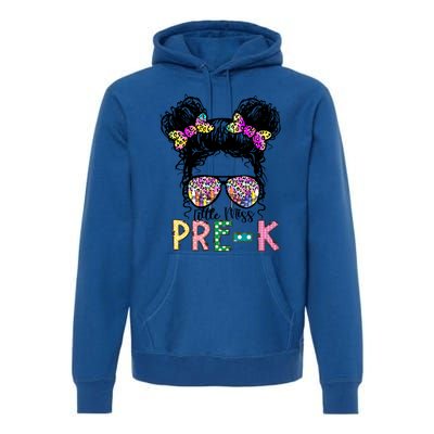 Lil Miss PreK Messy Bun Tie Dye American Cool Gift Premium Hoodie