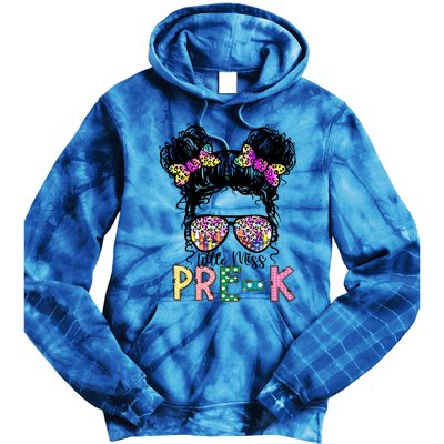 Lil Miss PreK Messy Bun Tie Dye American Cool Gift Tie Dye Hoodie