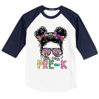 Lil Miss PreK Messy Bun Tie Dye American Cool Gift Baseball Sleeve Shirt