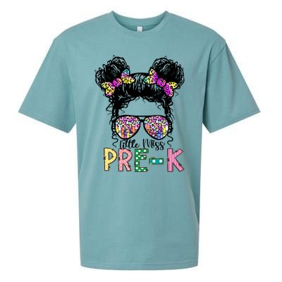 Lil Miss PreK Messy Bun Tie Dye American Cool Gift Sueded Cloud Jersey T-Shirt