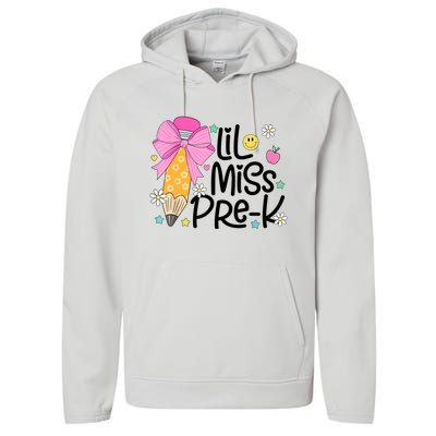 Little Miss Prek Pencil Bow First Day Of School Performance Fleece Hoodie