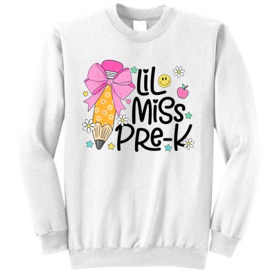 Little Miss Prek Pencil Bow First Day Of School Sweatshirt