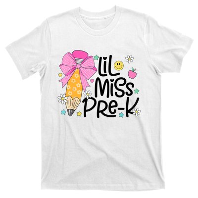 Little Miss Prek Pencil Bow First Day Of School T-Shirt