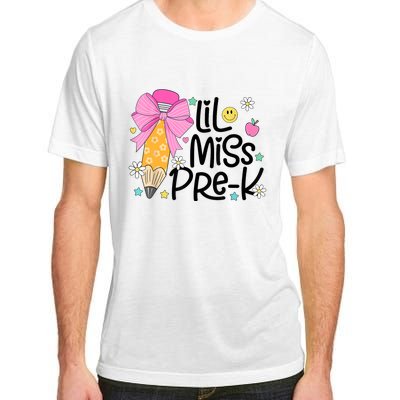 Little Miss Prek Pencil Bow First Day Of School Adult ChromaSoft Performance T-Shirt