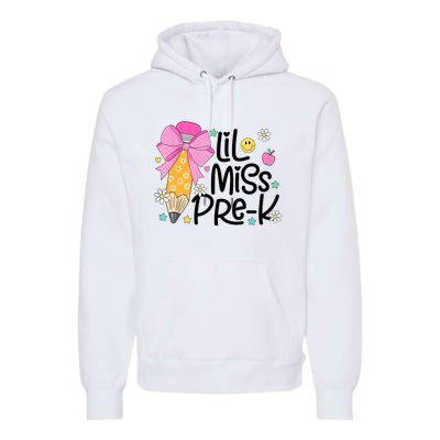 Little Miss Prek Pencil Bow First Day Of School Premium Hoodie