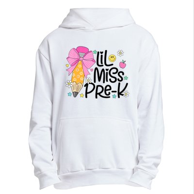 Little Miss Prek Pencil Bow First Day Of School Urban Pullover Hoodie