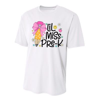 Little Miss Prek Pencil Bow First Day Of School Performance Sprint T-Shirt