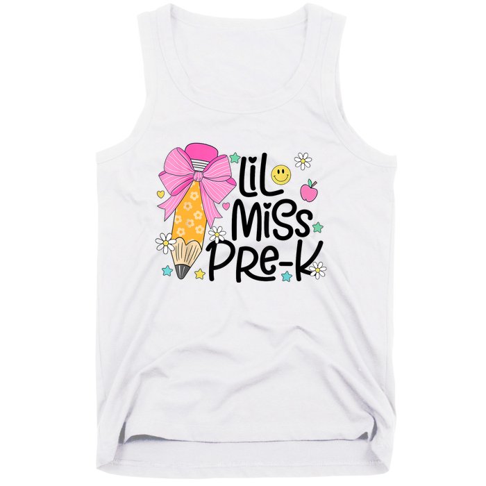 Little Miss Prek Pencil Bow First Day Of School Tank Top