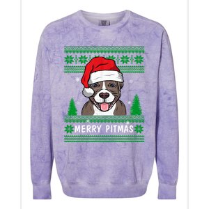 Love My Pitbull Merry Pitmas Pittie Mom Dad Funny Christmas Gift Colorblast Crewneck Sweatshirt