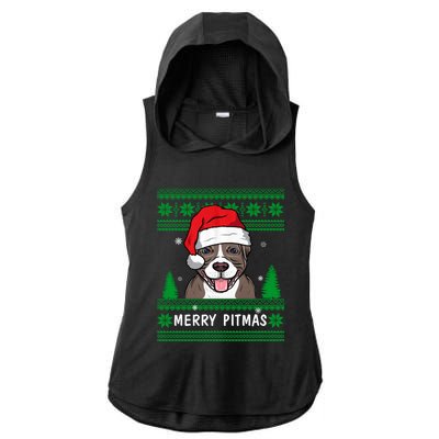 Love My Pitbull Merry Pitmas Pittie Mom Dad Funny Christmas Gift Ladies PosiCharge Tri-Blend Wicking Draft Hoodie Tank