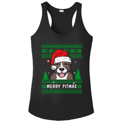 Love My Pitbull Merry Pitmas Pittie Mom Dad Funny Christmas Gift Ladies PosiCharge Competitor Racerback Tank