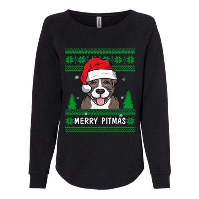 Love My Pitbull Merry Pitmas Pittie Mom Dad Funny Christmas Gift Womens California Wash Sweatshirt