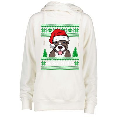 Love My Pitbull Merry Pitmas Pittie Mom Dad Funny Christmas Gift Womens Funnel Neck Pullover Hood