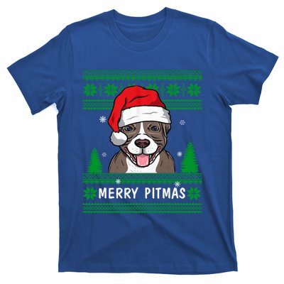 Love My Pitbull Merry Pitmas Pittie Mom Dad Funny Christmas Gift T-Shirt