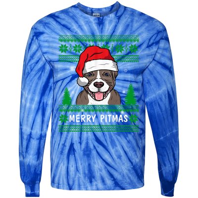 Love My Pitbull Merry Pitmas Pittie Mom Dad Funny Christmas Gift Tie-Dye Long Sleeve Shirt