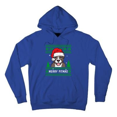 Love My Pitbull Merry Pitmas Pittie Mom Dad Funny Christmas Gift Tall Hoodie