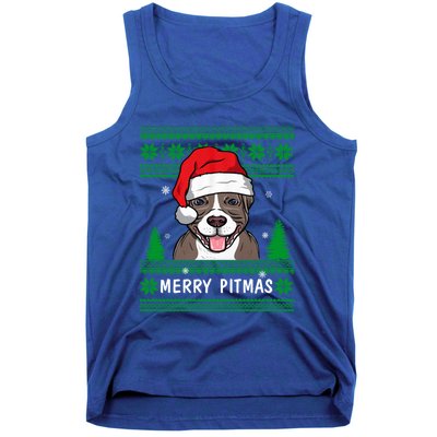 Love My Pitbull Merry Pitmas Pittie Mom Dad Funny Christmas Gift Tank Top