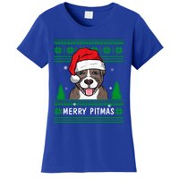 Love My Pitbull Merry Pitmas Pittie Mom Dad Funny Christmas Gift Women's T-Shirt