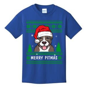 Love My Pitbull Merry Pitmas Pittie Mom Dad Funny Christmas Gift Kids T-Shirt