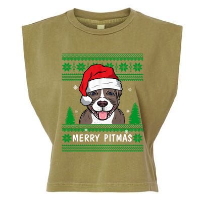 Love My Pitbull Merry Pitmas Pittie Mom Dad Funny Christmas Gift Garment-Dyed Women's Muscle Tee