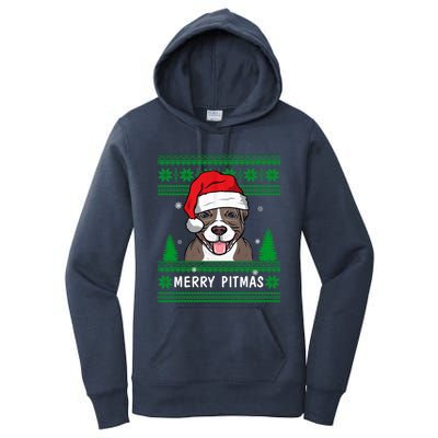 Love My Pitbull Merry Pitmas Pittie Mom Dad Funny Christmas Gift Women's Pullover Hoodie