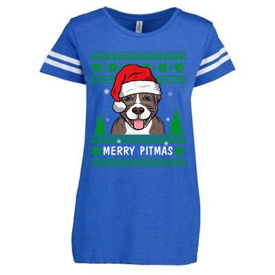 Love My Pitbull Merry Pitmas Pittie Mom Dad Funny Christmas Gift Enza Ladies Jersey Football T-Shirt