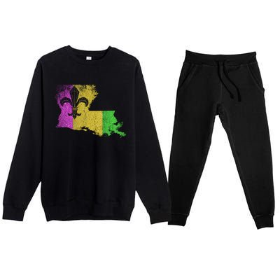 Louisiana Masquerade Parade Party New Orleans Mardi Gras Cool Gift Premium Crewneck Sweatsuit Set