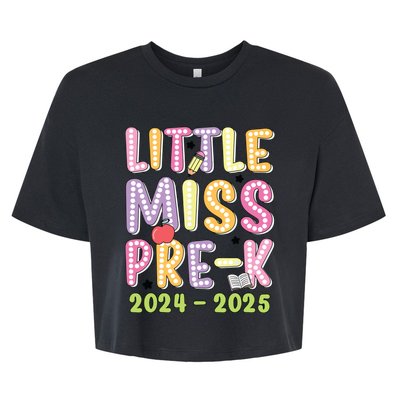 Little Miss Prek Girl Back To School 2024 2025 Prek Bella+Canvas Jersey Crop Tee