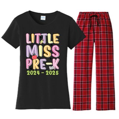 Little Miss Prek Girl Back To School 2024 2025 Prek Women's Flannel Pajama Set