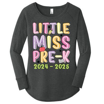 Little Miss Prek Girl Back To School 2024 2025 Prek Women's Perfect Tri Tunic Long Sleeve Shirt