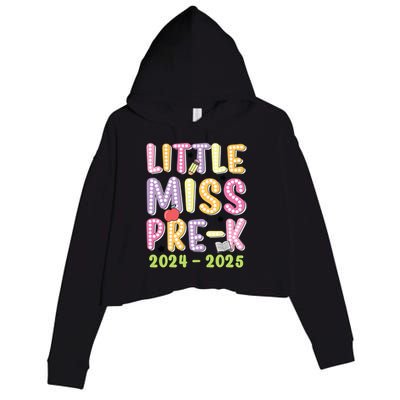 Little Miss Prek Girl Back To School 2024 2025 Prek Crop Fleece Hoodie