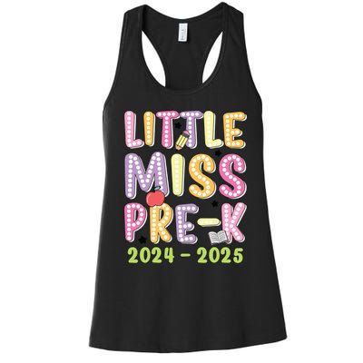 Little Miss Prek Girl Back To School 2024 2025 Prek Women's Racerback Tank