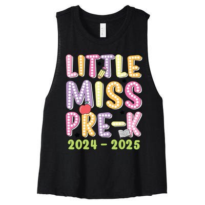 Little Miss Prek Girl Back To School 2024 2025 Prek Women's Racerback Cropped Tank