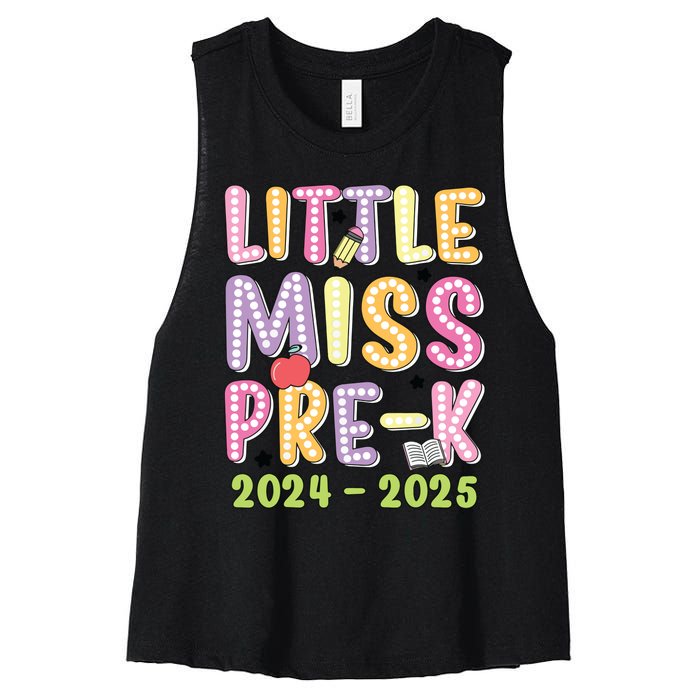 Little Miss Prek Girl Back To School 2024 2025 Prek Women's Racerback Cropped Tank