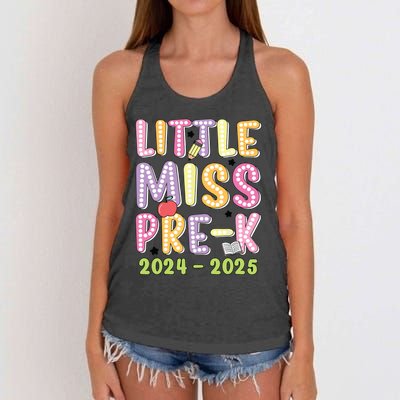 Little Miss Prek Girl Back To School 2024 2025 Prek Women's Knotted Racerback Tank