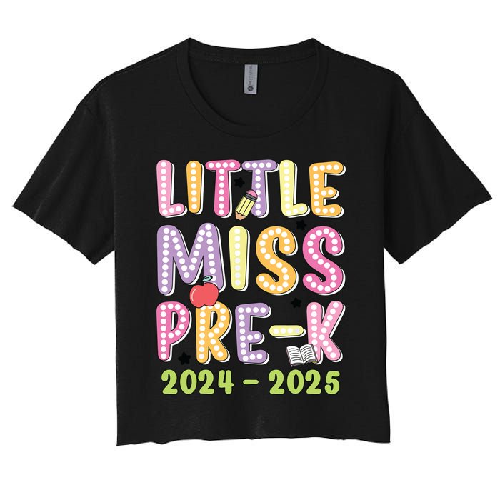 Little Miss Prek Girl Back To School 2024 2025 Prek Women's Crop Top Tee