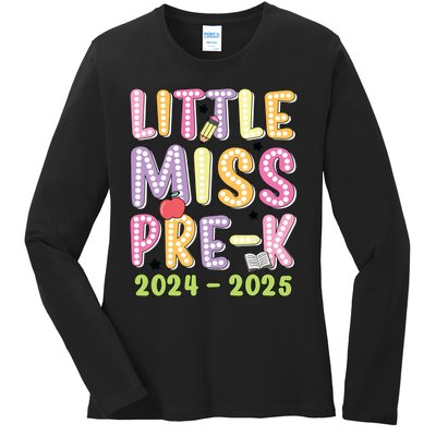 Little Miss Prek Girl Back To School 2024 2025 Prek Ladies Long Sleeve Shirt