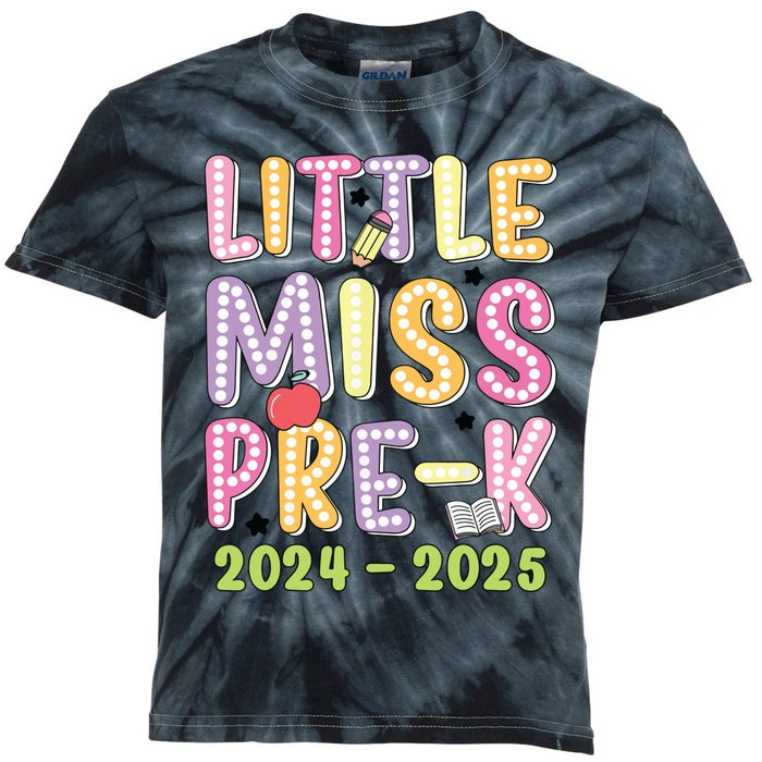 Little Miss Prek Girl Back To School 2024 2025 Prek Kids Tie-Dye T-Shirt