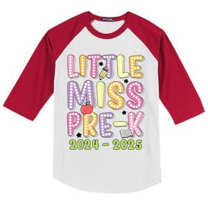 Little Miss Prek Girl Back To School 2024 2025 Prek Kids Colorblock Raglan Jersey