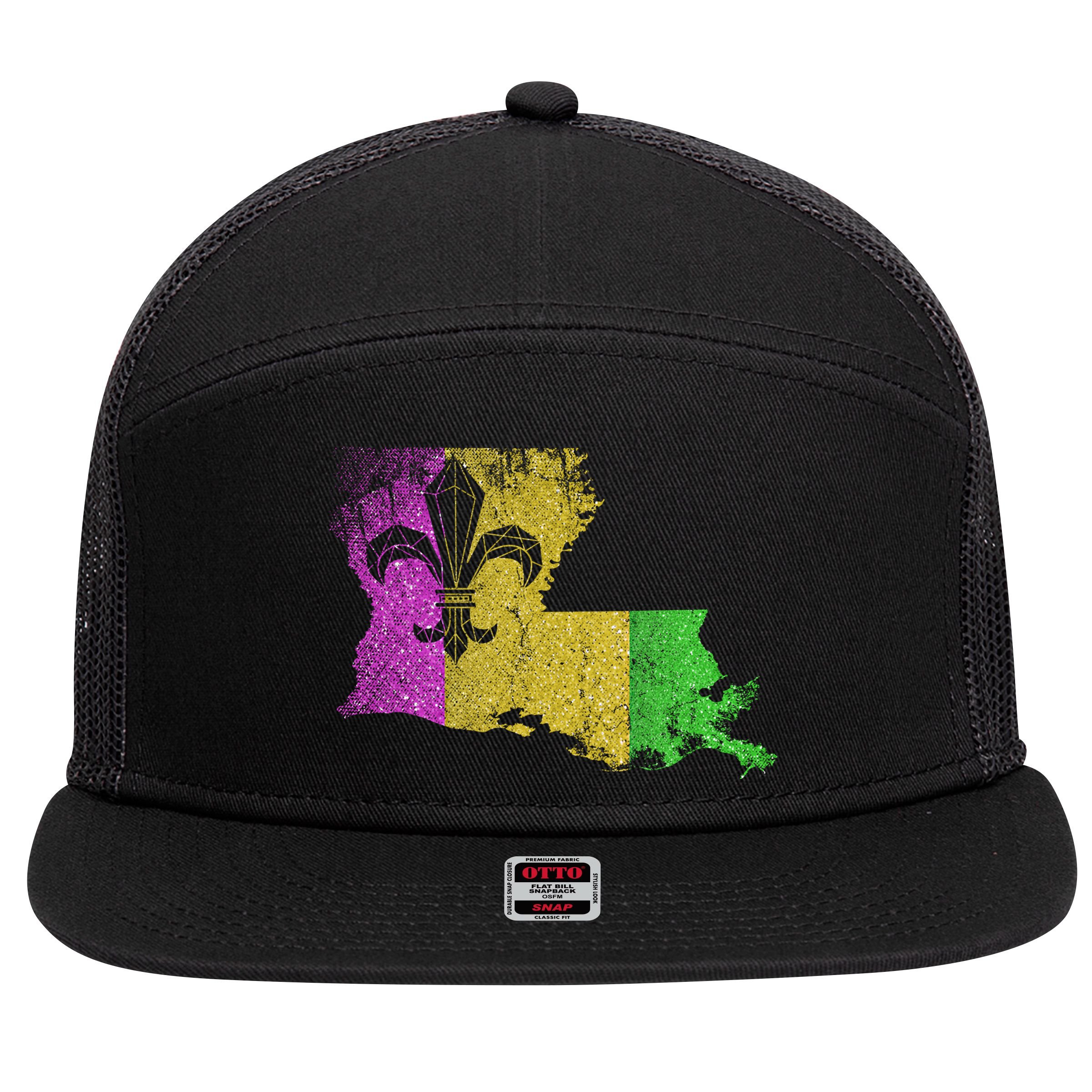 Louisiana Masquerade Parade Party New Orleans Mardi Gras Gift 7 Panel Mesh Trucker Snapback Hat