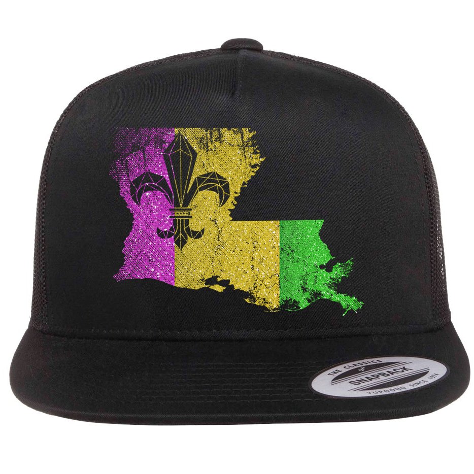 Louisiana Masquerade Parade Party New Orleans Mardi Gras Gift Flat Bill Trucker Hat
