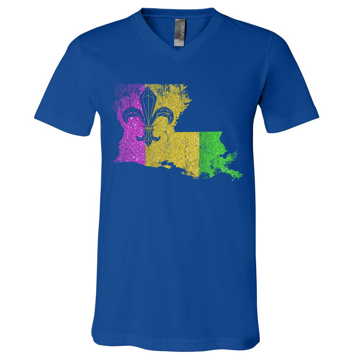 Louisiana Masquerade Parade Party New Orleans Mardi Gras Gift V-Neck T-Shirt