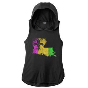 Louisiana Masquerade Parade Party New Orleans Mardi Gras Cute Gift Ladies PosiCharge Tri-Blend Wicking Draft Hoodie Tank