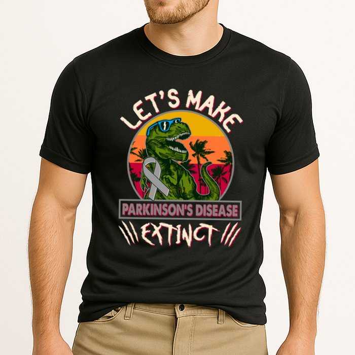 Let's Make Parkinson's Disease Extinct TRex Dinosaur Cooling Performance Crew T-Shirt