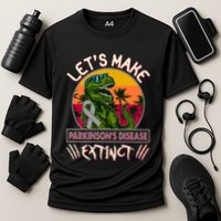 Let's Make Parkinson's Disease Extinct TRex Dinosaur Cooling Performance Crew T-Shirt