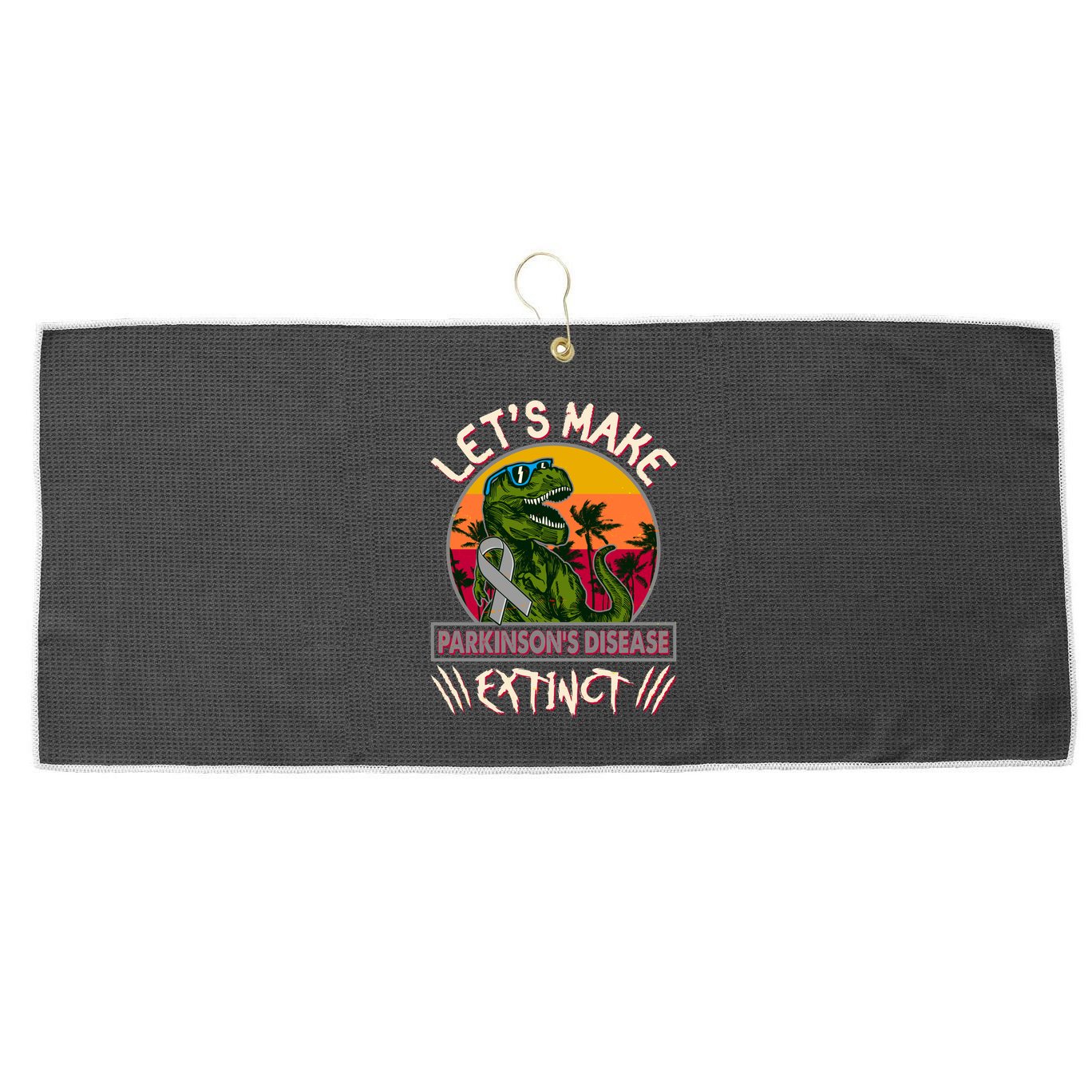Let's Make Parkinson's Disease Extinct TRex Dinosaur Large Microfiber Waffle Golf Towel