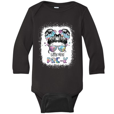 Little Miss Prek First Day Of School 1st Day Preschool Girl Baby Long Sleeve Bodysuit