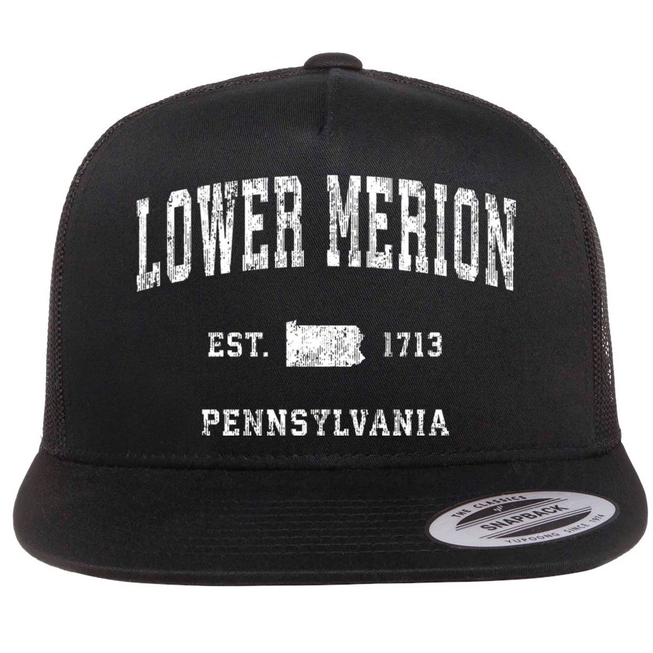 Lower Merion Pennsylvania Pa Vintage Athletic Sports Flat Bill Trucker Hat