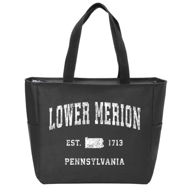 Lower Merion Pennsylvania Pa Vintage Athletic Sports Zip Tote Bag