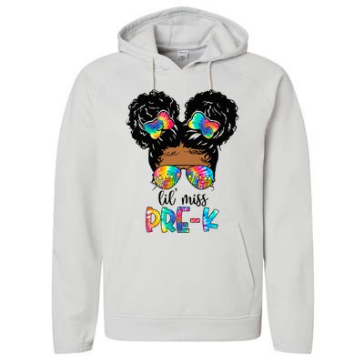 Lil' Miss PreK Messy Bun Tie Dye African American Performance Fleece Hoodie